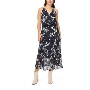 WallFlower April Flowy Print Tiered Chiffon Lined Midi Dress